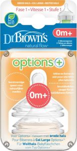 DR. BROWN'S NATURAL FLOW OPTIONS+ BREDE HALS FASE 1 0M+ SPENEN 2 STUKS