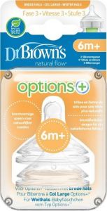 DR. BROWN'S NATURAL FLOW OPTIONS+ BREDE HALS FASE 3 6M+ SPENEN 2 STUKS