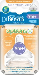 DR. BROWN'S NATURAL FLOW OPTIONS+ BREDE HALS FASE 4 9M+ SPENEN 2 STUKS