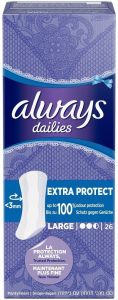 ALWAYS DAILIES EXTRA PROTECT LARGE INLEGKRUISJES DOOSJE 26 STUKS