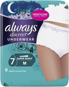 ALWAYS DISCREET UNDERWEAR BROEKJES SUPER NIGHT M PAK 9 STUKS