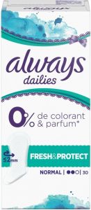 ALWAYS DAILIES FRESH & PROTECT 0% PARFUM NORMAL INLEGKRUISJES DOOSJE 30 STUKS