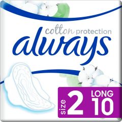 ALWAYS COTTON PROTECTION LONG MET VLEUGELS MAANDVERBAND PAK 10 STUKS