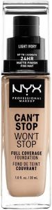 NYX CAN'T STOP WON'T STOP LIGHT IVORY FULL COVERAGE FOUNDATION POMP 30 ML