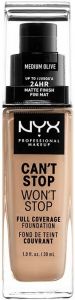 NYX CAN'T STOP WON'T STOP MEDIUM OLIVE FULL COVERAGE FOUNDATION POMP 30 ML