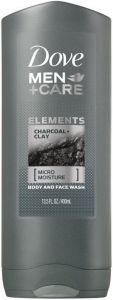 DOVE MEN+CARE ELEMENTS CHARCOAL+CLAY BODY AND FACE WASH DOUCHEGEL FLACON 400 ML