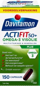 DAVITAMON ACTIFIT 50+ OMEGA-3 VISOLIE CAPSULES POT 150 STUKS