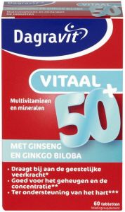 DAGRAVIT VITAAL 50+ MET GINSENG EN GINKGO BILOBA TABLETTEN VOEDINGSSUPPLEMENT DOOSJE 60 STUKS