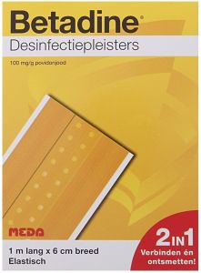 BETADINE DESINFECTIEPLEISTERS 1 METER X 6 CM ELASTISCH PAKJE 1 STUK