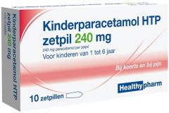 HEALTHYPHARM KINDERPARACETAMOL HTP ZETPIL 240 MG DOOSJE 10 STUKS