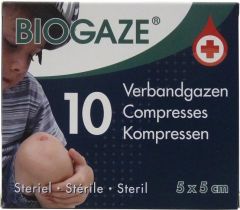 BIOGAZE VERBANDGAZEN 5 X 5 CM DOOSJE 10 STUKS