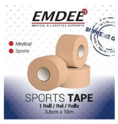 EMDEE SPORTTAPE 10 M X 3,8 CM SINGLE HUIDSKLEUR DOOSJE 1 STUK