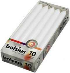 BOLSIUS DINERKAARSEN 230 X 20 MM (WIT) PAK 10 STUKS