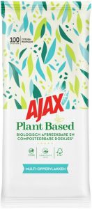 AJAX PLANT BASED MULTI-OPPERVLAKKEN SCHOONMAAKDOEKJES PAK 100 STUKS