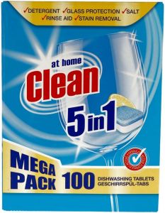 AT HOME CLEAN 5 IN 1 VAATWASTABLETTEN PAK 100 STUKS