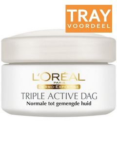 L'OREAL DERMO-EXPERTISE TRIPLE ACTIVE NORMALE TOT GEMENGDE HUID DAGCRÈME TRAY 6 X 50 ML