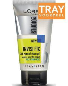 L'OREAL STUDIO LINE INVISI FIX 24H MINERAL CLEAN GEL VERY STRONG HOLD TRAY 6 X 150 ML