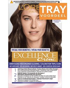 L'OREAL EXCELLENCE CREME 500 PUUR LICHTBRUIN HAARVERF TRAY 3 X 1 STUK