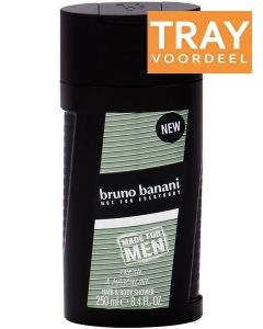 BRUNO BANANI MADE FOR MEN HAIR & BODY SHOWER DOUCHEGEL TRAY 6 X 250 ML