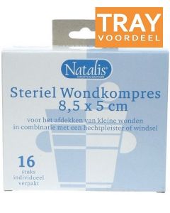 NATALIS STERIEL WONDKOMPRES 8,5 X 5 CM TRAY 50 X 16 STUKS
