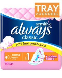 ALWAYS CLASSIC SENSITIVE NORMAL WINGS MAANDVERBAND TRAY 16 X 10 STUKS