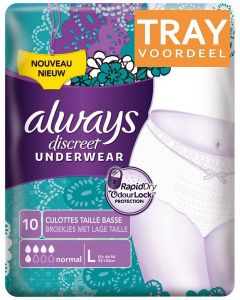 ALWAYS DISCREET PANTS MAXI L BROEKJES MET LAGE TAILLE TRAY 2 X 10 STUKS