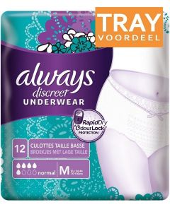 ALWAYS DISCREET PANTS MAXI M BROEKJES MET LAGE TAILLE TRAY 2 X 12 STUKS