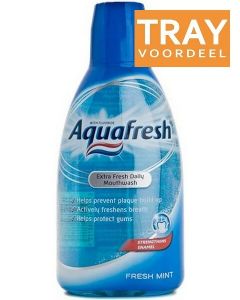 AQUAFRESH EXTRA FRESH DAILY MOUTHWASH FRESH MINT MONDWATER TRAY 8 X 500 ML