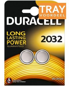 DURACELL 2032 3V LITHIUM KNOOPCELBATTERIJ TRAY 10 X 2 STUKS