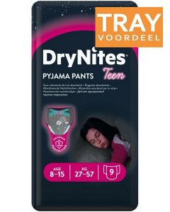 HUGGIES DRY NITES PYJAMA PANTS 8-15 JAAR (MEISJES) TRAY 3 X 9 STUKS