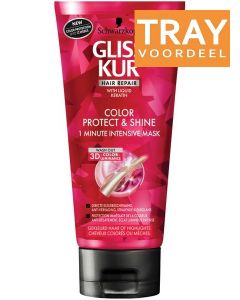 SCHWARZKOPF GLISS KUR COLOR PROTECT & SHINE 1 MINUTE INTENSIVE MASK HAARMASKER TRAY 6 X 200 ML