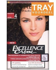 L'OREAL EXCELLENCE CREME 4 MIDDENBRUIN HAARVERF TRAY 3 X 1 STUK
