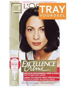 L'OREAL EXCELLENCE CREME 3 DONKERBRUIN HAARVERF TRAY 3 X 1 STUK