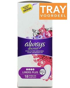 ALWAYS DISCREET LINERS PLUS TRAY 5 X 18 STUKS