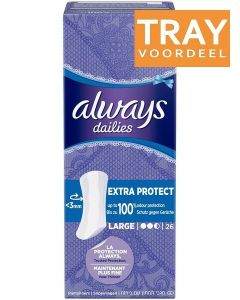 ALWAYS DAILIES EXTRA PROTECT LARGE INLEGKRUISJES TRAY 6 X 26 STUKS