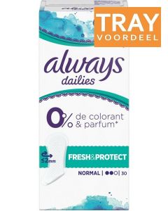 ALWAYS DAILIES FRESH & PROTECT 0% PARFUM NORMAL INLEGKRUISJES TRAY 15 X 30 STUKS