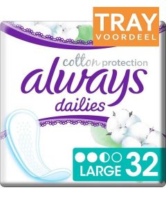 ALWAYS DAILIES COTTON PROTECTION LARGE INLEGKRUISJES TRAY 10 X 32 STUKS