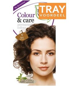HAIR WONDER COLOUR & CARE PERMANENT COLOUR 5 LIGHT BROWN HAARVERF TRAY 6 X 100 ML