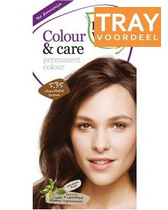 HAIR WONDER COLOUR & CARE PERMANENT COLOUR 5.35 CHOCOLATE BROWN HAARVERF TRAY 6 X 100 ML