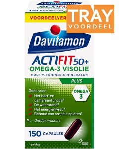 DAVITAMON ACTIFIT 50+ OMEGA-3 VISOLIE CAPSULES TRAY 27 X 150 STUKS