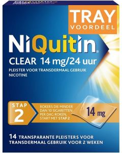 NIQUITIN CLEAR 14 MG NICOTINE PLEISTERS TRAY 24 X 14 STUKS