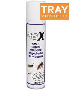 HG X SPRAY TEGEN KRUIPEND ONGEDIERTE EN WESPEN TRAY 6 X 400 ML