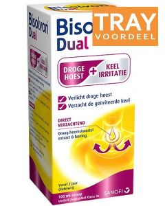 BISOLVON BISOLVON DUAL DROGE HOEST + KEELIRRITATIE HOESTSIROOP TRAY 24 X 100 ML