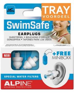 ALPINE SWIMSAFE EARPLUGS OORDOPJES TRAY 6 X 2 STUKS