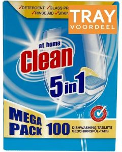 AT HOME CLEAN 5 IN 1 VAATWASTABLETTEN TRAY 6 X 100 STUKS