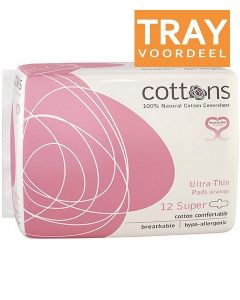 COTTONS SUPER ULTRA THIN PADS WITH WINGS MAANDVERBAND TRAY 48 X 12 STUKS